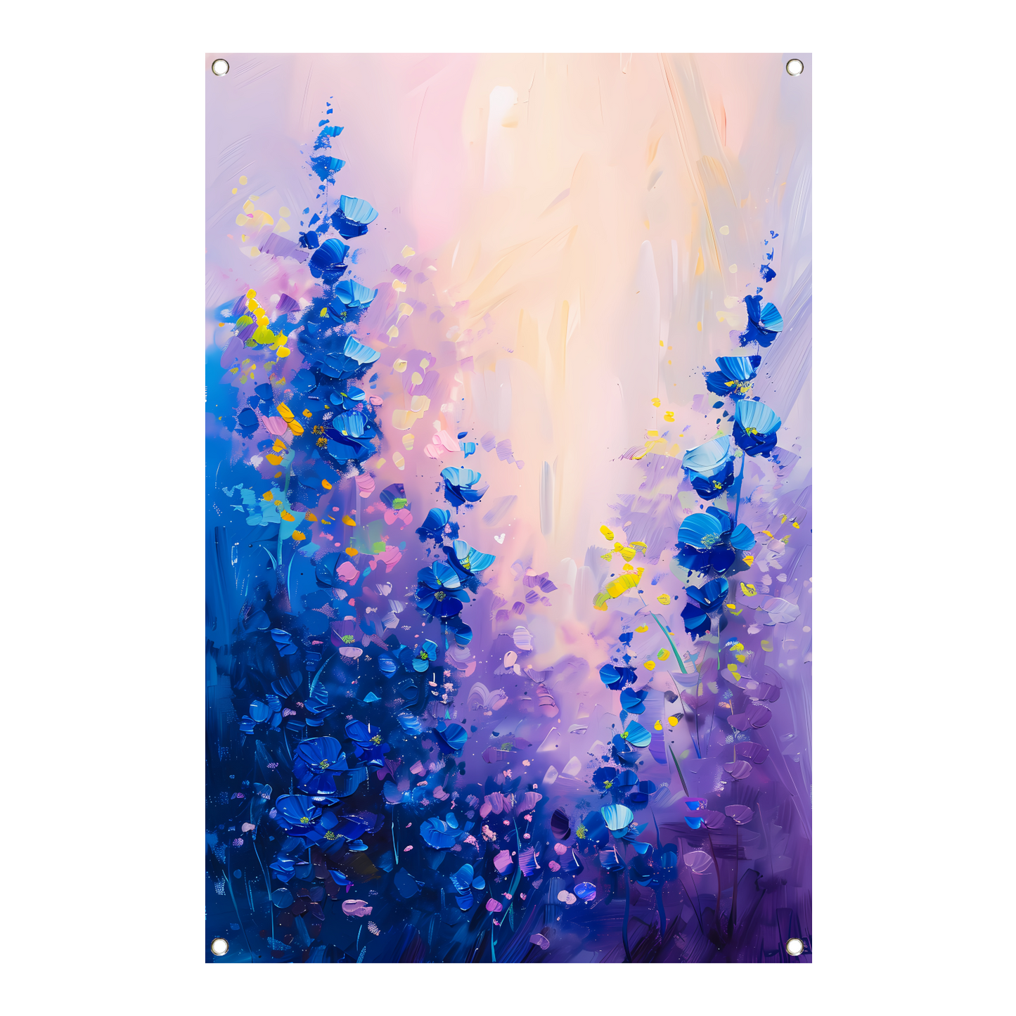 Abstract bloemenveld in levendige kleuren tuinposter
