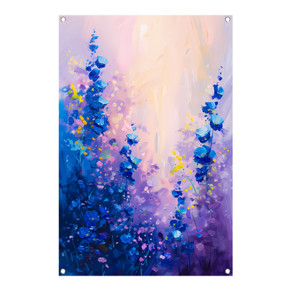 Abstract bloemenveld in levendige kleuren tuinposter