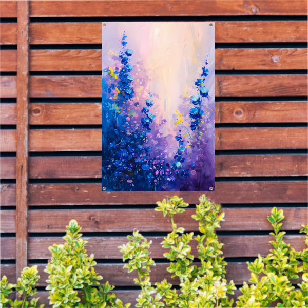 Abstract bloemenveld in levendige kleuren tuinposter