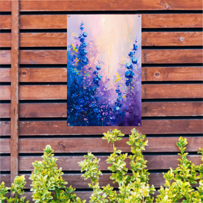 Abstract bloemenveld in levendige kleuren tuinposter