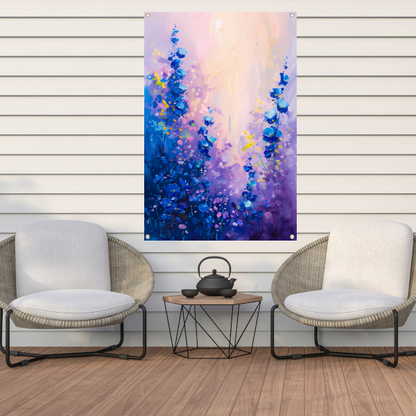 Abstract bloemenveld in levendige kleuren tuinposter
