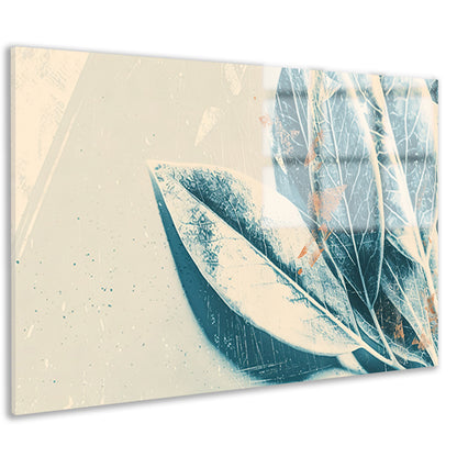 Abstracte blauwe bladeren aquarel kunstwerk acrylglas