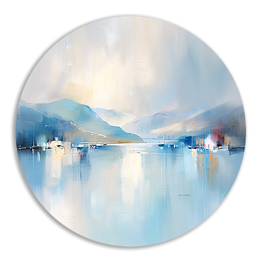 Abstracte rivierlandschap in zachte pastelkleuren forex muurcirkel