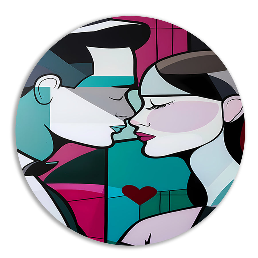 Abstract kussend paar in geometrische stijl forex muurcirkel