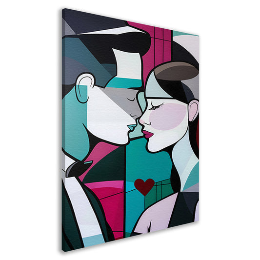 Abstract kussend paar in geometrische stijl canvas
