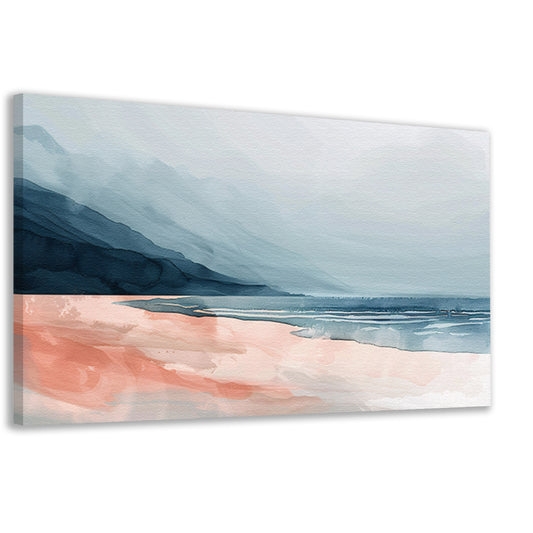 Abstract strandlandschap met bergen en mist canvas