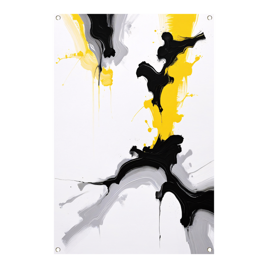 Dynamische Abstractie in Zwart en Geel tuinposter