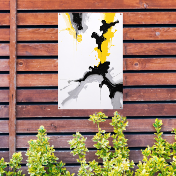 Dynamische Abstractie in Zwart en Geel tuinposter