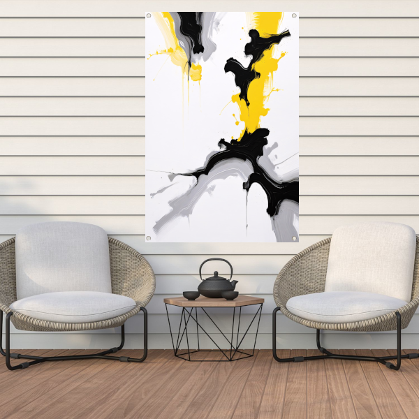 Dynamische Abstractie in Zwart en Geel tuinposter
