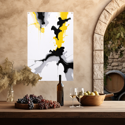 Dynamische Abstractie in Zwart en Geel tuinposter