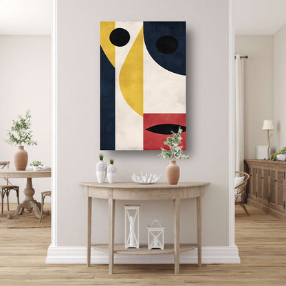 Abstract geometrisch gezicht met sterke contrasten acrylglas