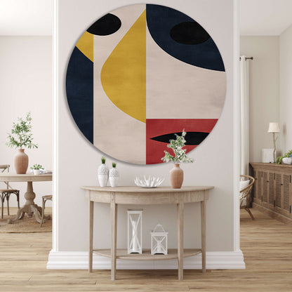 Abstract geometrisch gezicht met sterke contrasten forex muurcirkel