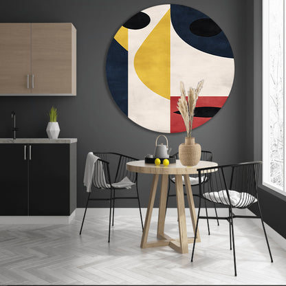 Abstract geometrisch gezicht met sterke contrasten forex muurcirkel