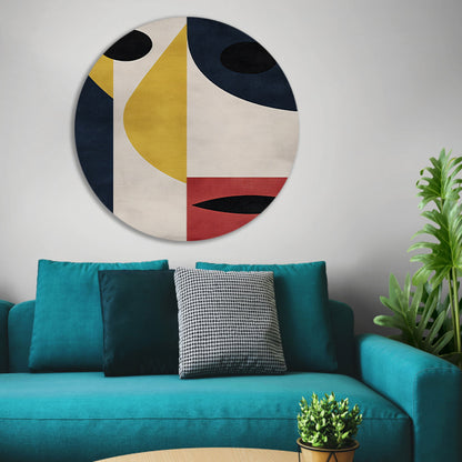 Abstract geometrisch gezicht met sterke contrasten forex muurcirkel