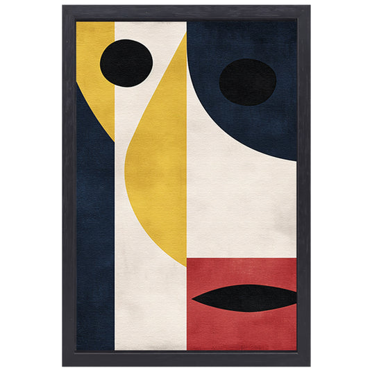 Abstract geometrisch gezicht met sterke contrasten canvas met baklijst