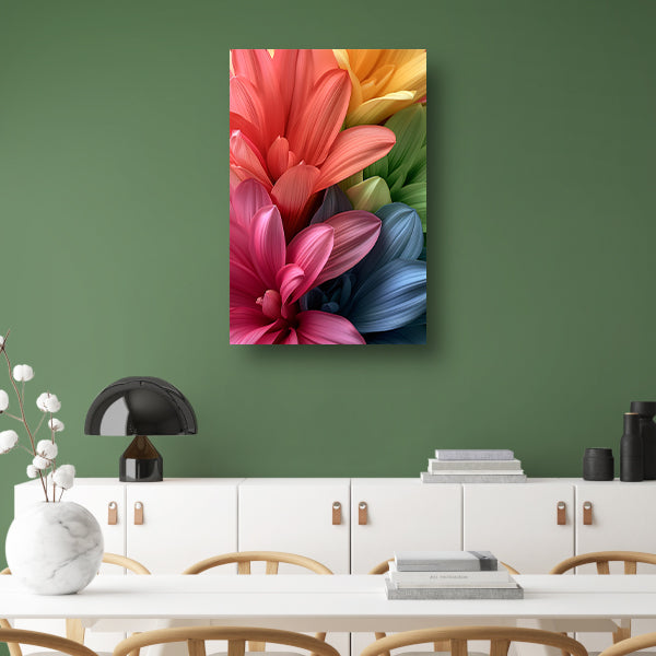 Abstract bloemen in levendige kleuren canvas