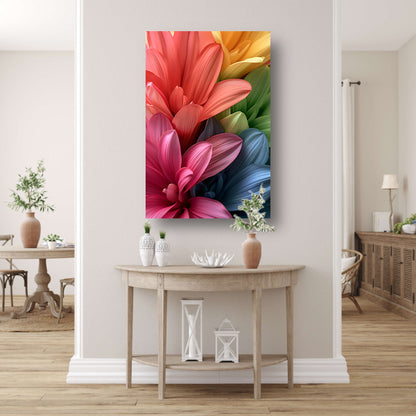 Abstract bloemen in levendige kleuren canvas