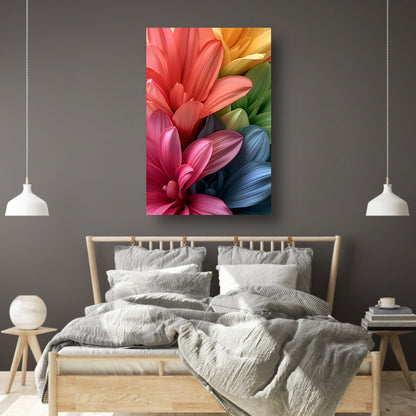 Abstract bloemen in levendige kleuren canvas