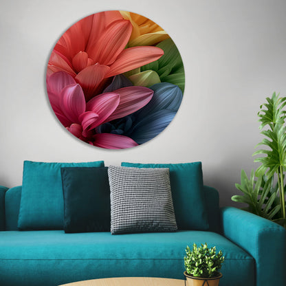 Abstract bloemen in levendige kleuren forex muurcirkel