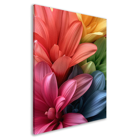 Abstract bloemen in levendige kleuren canvas