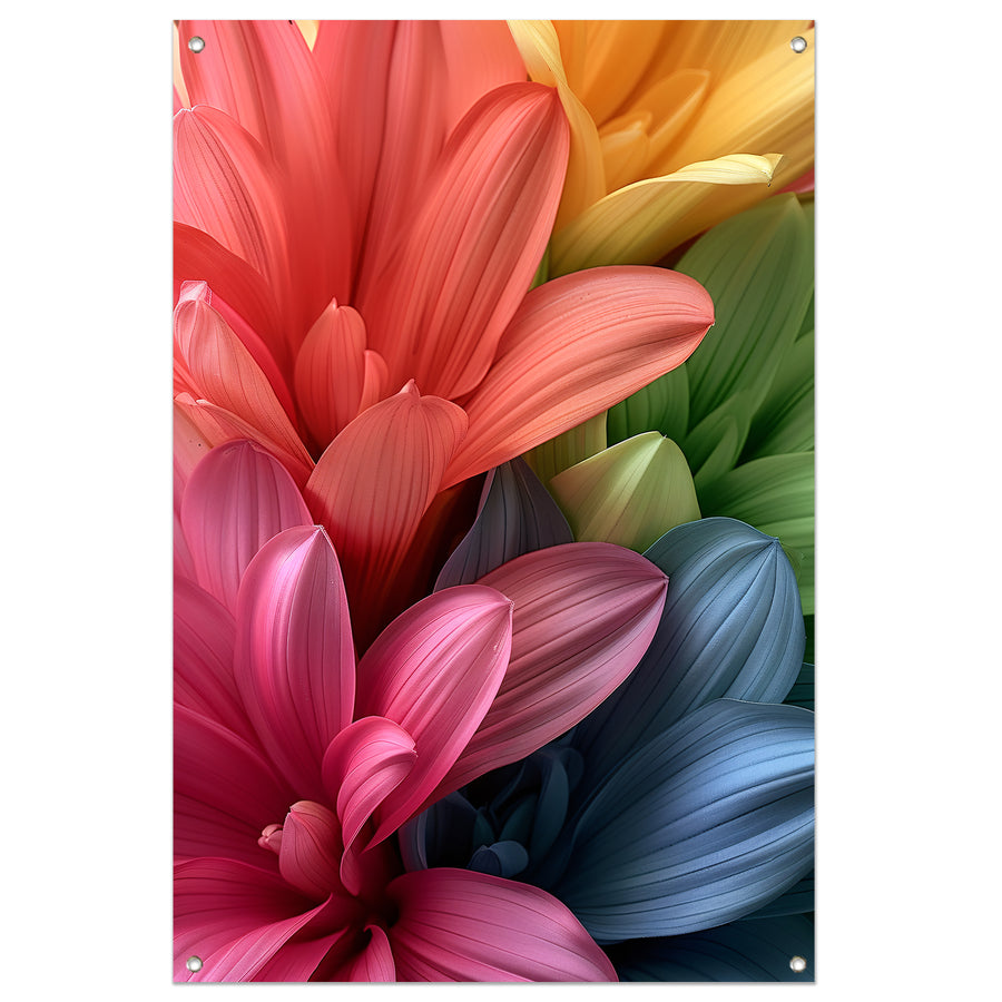 Abstract bloemen in levendige kleuren tuinposter