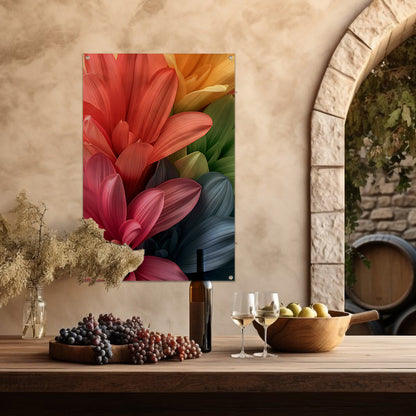 Abstract bloemen in levendige kleuren tuinposter