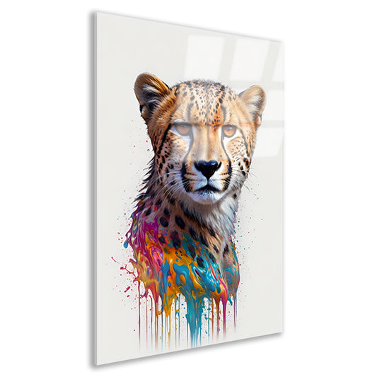 Abstract Cheetah in Kleurexplosie acrylglas