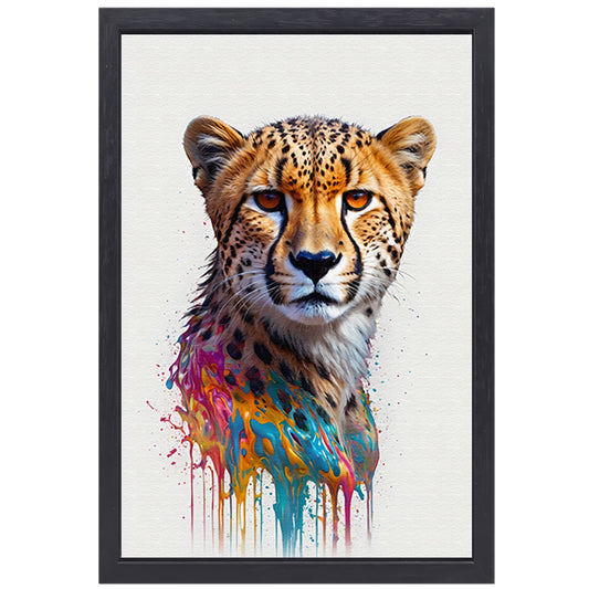 Abstract Cheetah in Kleurexplosie canvas met baklijst