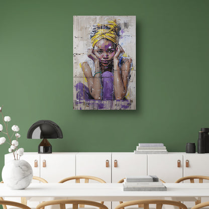Realistisch schilderij van een Afrikaanse vrouw canvas