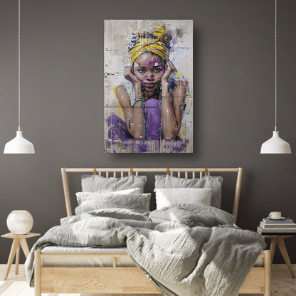 Realistisch schilderij van een Afrikaanse vrouw canvas
