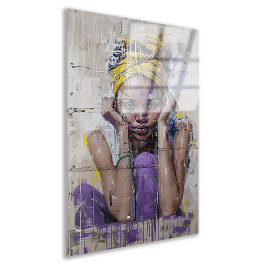 Realistisch schilderij van een Afrikaanse vrouw acrylglas