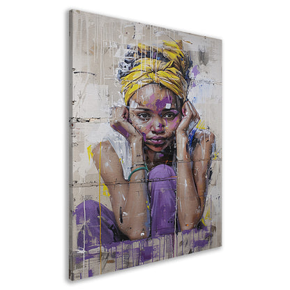 Realistisch schilderij van een Afrikaanse vrouw canvas