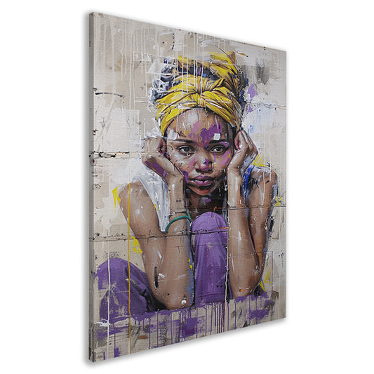 Realistisch schilderij van een Afrikaanse vrouw canvas