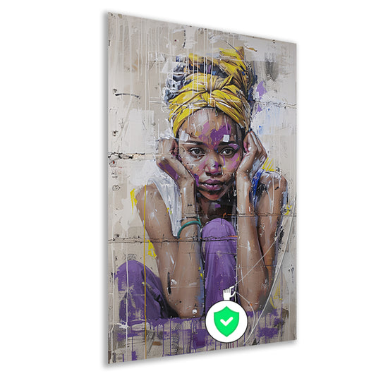 Realistisch schilderij van een Afrikaanse vrouw poster