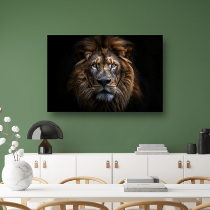 De trotse blik van de koning der dieren canvas met baklijst