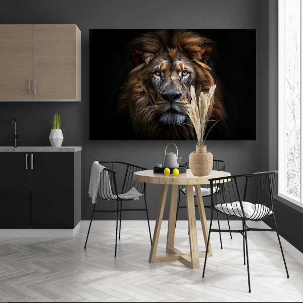 De trotse blik van de koning der dieren canvas met baklijst