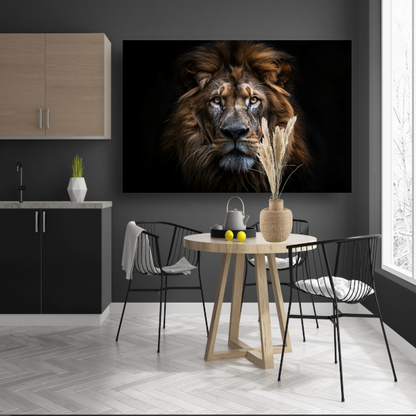 De trotse blik van de koning der dieren canvas met baklijst