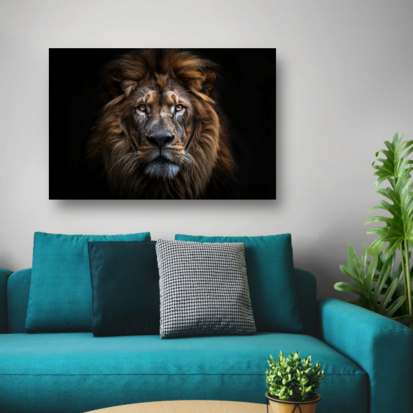 De trotse blik van de koning der dieren canvas met baklijst