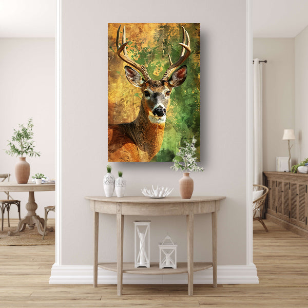Dynamisch hertenportret met abstracte achtergrond poster