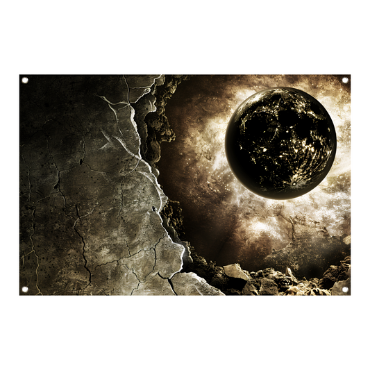Planeet ontsnapt uit portaal tuinposter