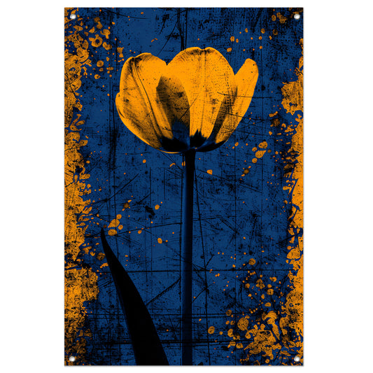 Abstracte tulpen kunst met levendige kleuren tuinposter