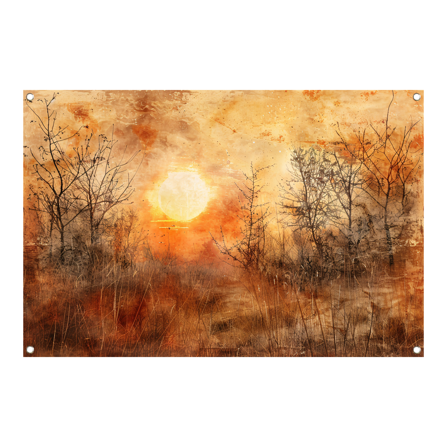 Stille zonsondergang in sepia tonen tuinposter