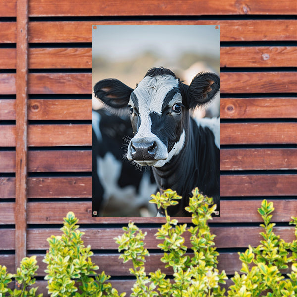 Portret van een Nieuwsgierige Koe tuinposter