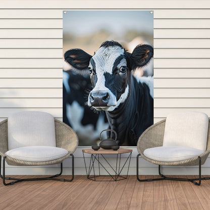 Portret van een Nieuwsgierige Koe tuinposter