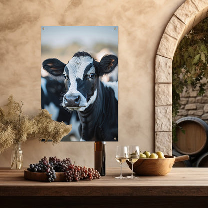 Portret van een Nieuwsgierige Koe tuinposter