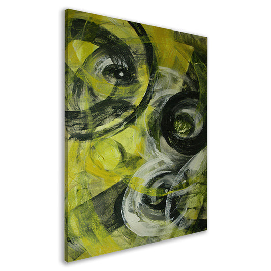 Dynamisch abstract schilderij met cirkels en kleuren canvas
