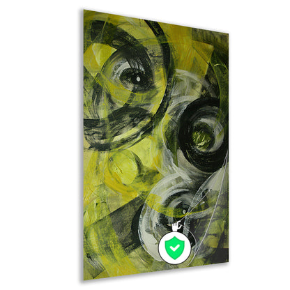 Dynamisch abstract schilderij met cirkels en kleuren poster