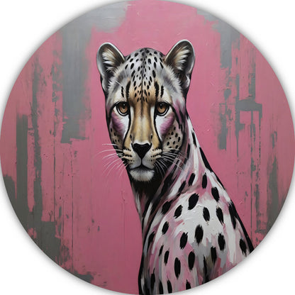 De Verfijnde Wildernis - Hyperrealistisch Luipaard aluminium muurcirkel