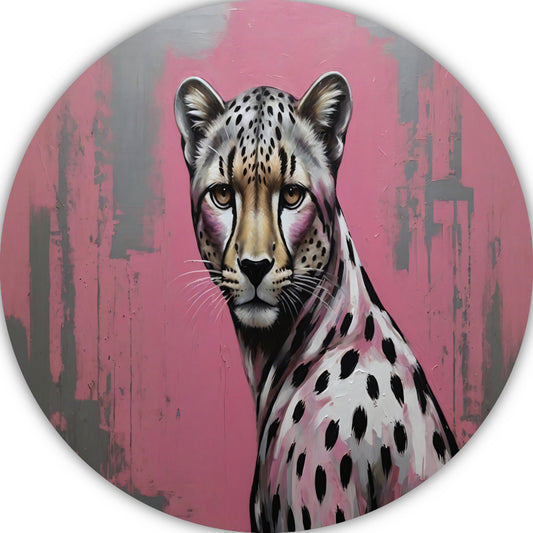 De Verfijnde Wildernis - Hyperrealistisch Luipaard aluminium muurcirkel