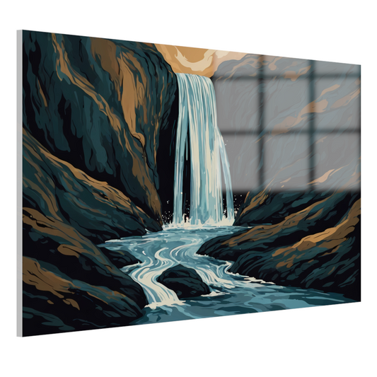 Dynamische Abstracte Waterval in Rotsachtige Kloof acrylglas